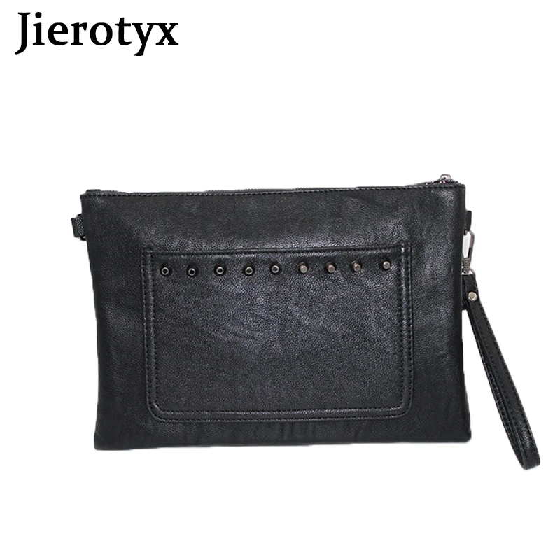 JIETOTYX Women Clutch Skull Wristlet Rivet Purse Punk Clutch Handbags Wallet with Shoulder Strap Messenger Bag Party Phone Bag