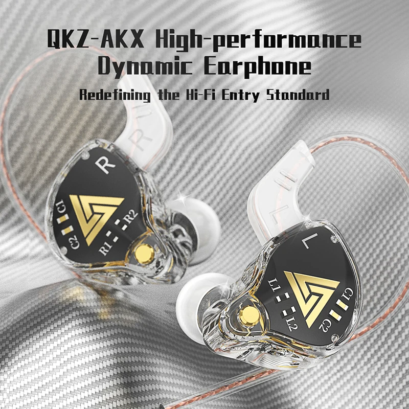 Original QKZ AKX Wired Earphone IEM Monitor Level Headset With MIC HIFI Stereo 3.5mm AUX In-Ear Headphone For Music Game Sport