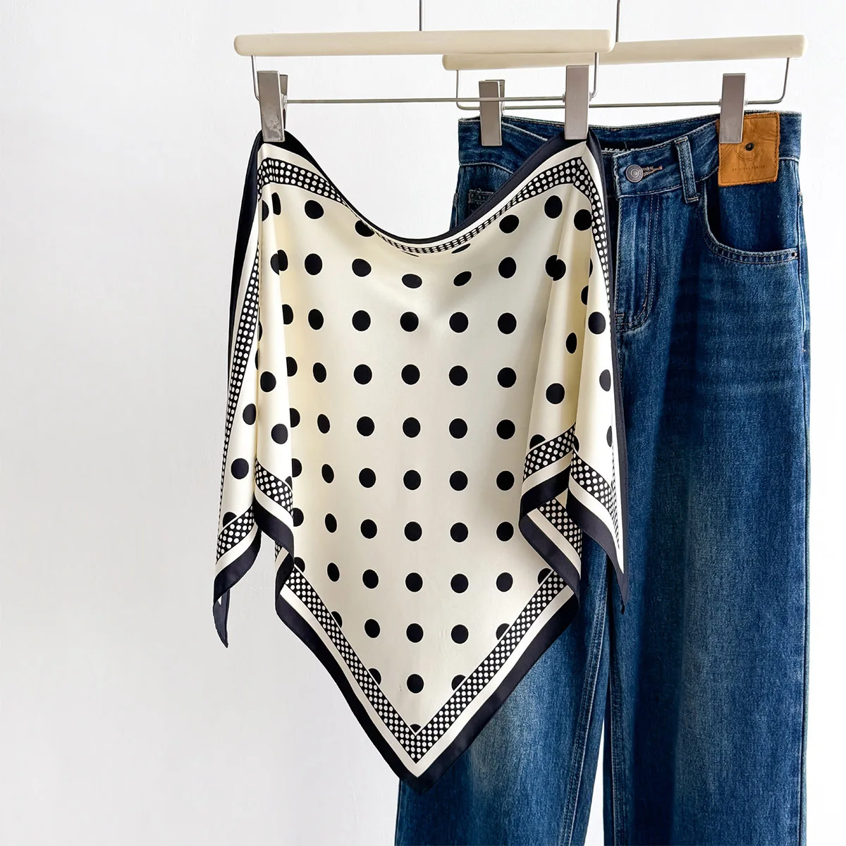 New Stacked Wear Polka Dot Triangle Scarf Waist Tie Triangular Shape Versatile Decorative Headscarf Neck Tie Stylish Layering