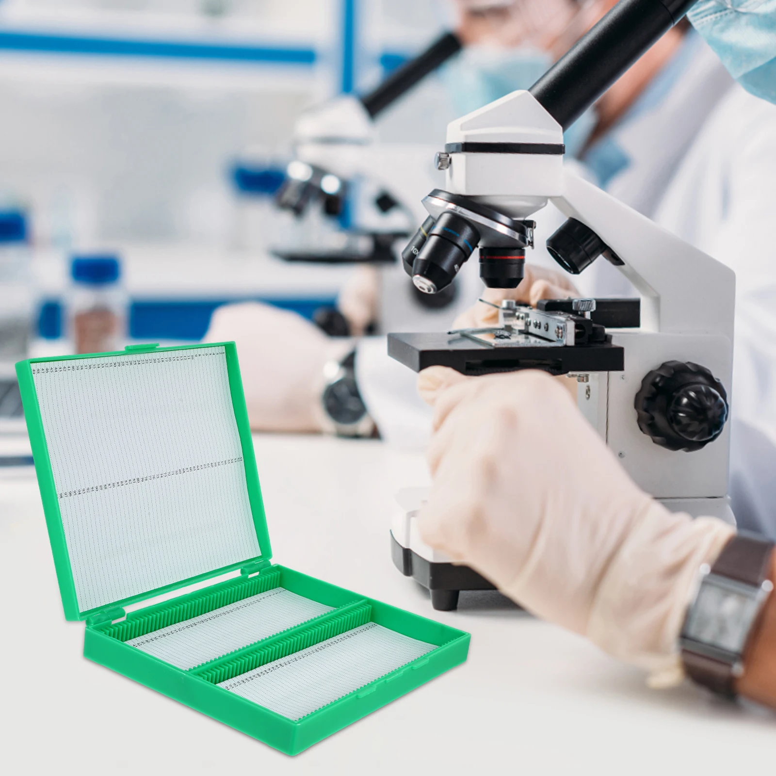 

Microscope Slide Storage Holder Premium Plastic Box with Numbered Compartments for Protection Lab Use