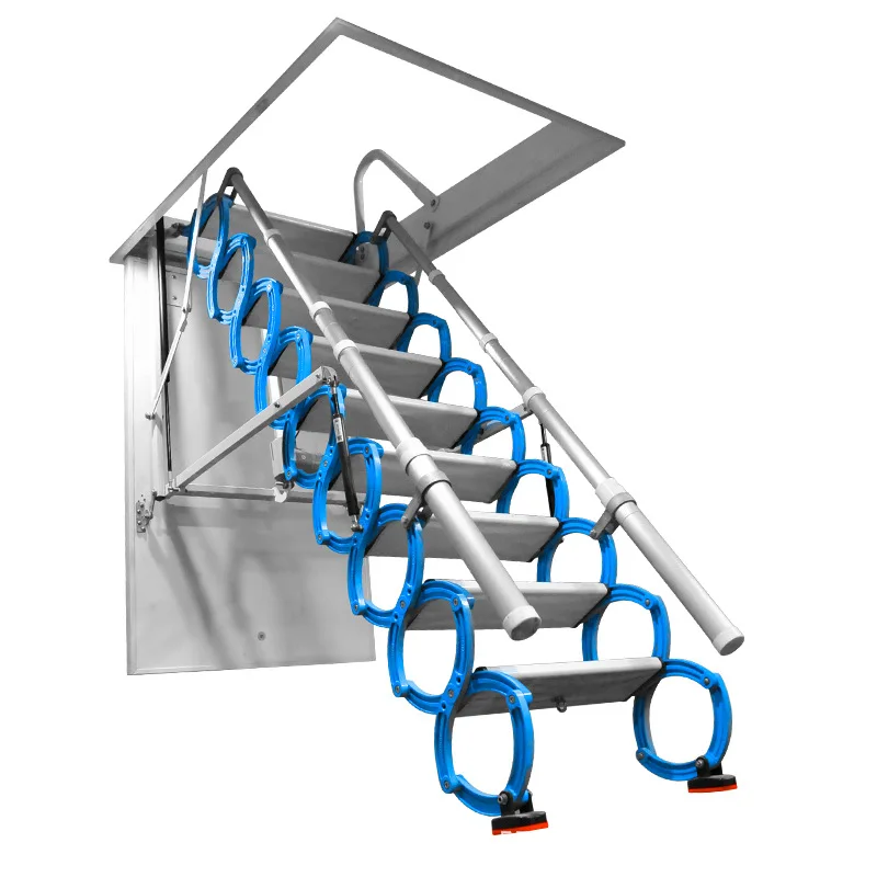 Automatic attic telescopic staircase household invisible folding lift staircase installation indoor shrinkage