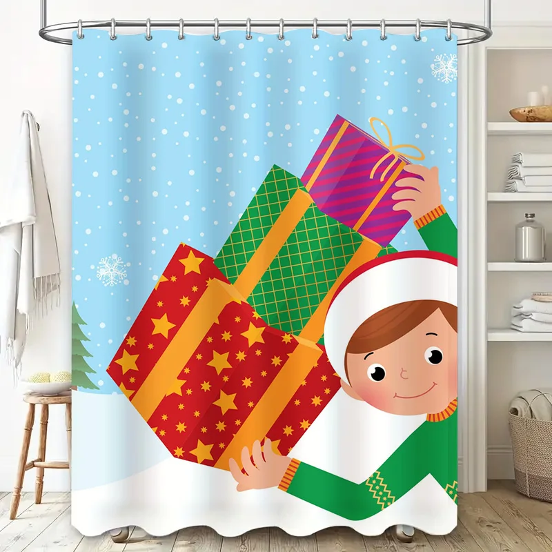 TU rideau de douche de noël, décor de vacances festif, ensemble de salle de bain étanche, motif joyeux noël, toile de fond, décoration de maison de vacances Fe