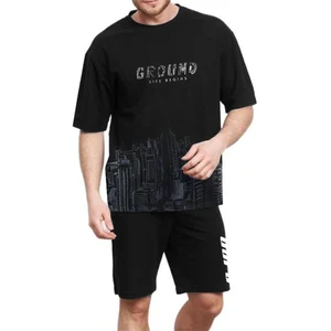 Short-sleeved T-Shirt Set for men New Summer City Print Fashion Trend Slim-Fit Plus Size Sports Two-Piece Set 12 Main Sales Male Set - №11