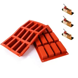 12holes Rectangle Shapes Silicone Mold Fondant Chocolate Mold Soap Mould Biscuit Cookie Baking Pan Kitchen Bakeware Accessories