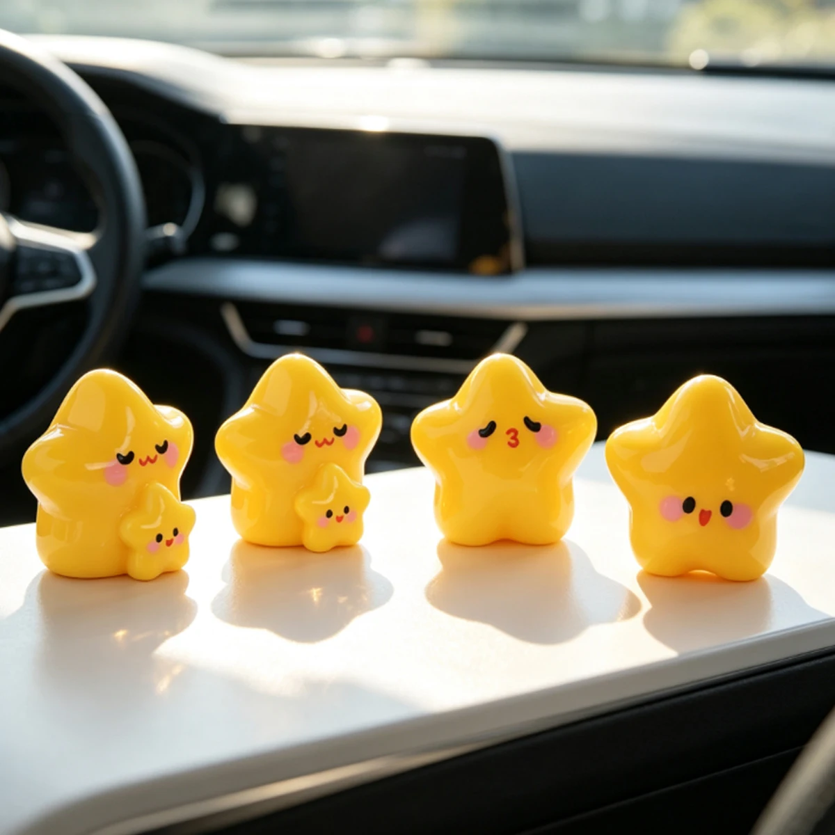 4 Pieces of Creative Star Resin Car Ornaments, Suitable for the Center Console of Cars, the Top of Computer Monitors,
