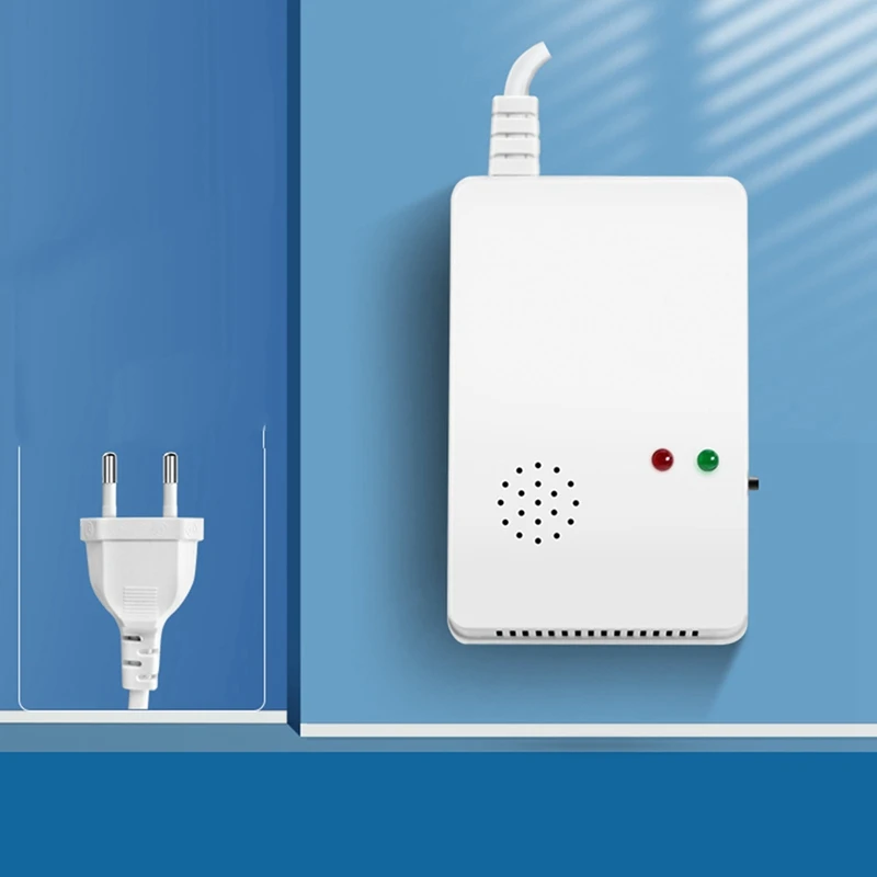 Gas Leak Detector Combustible Propane Methane Leak Warning EU Plug Combustible Gas Alarm Sensor For Home Security