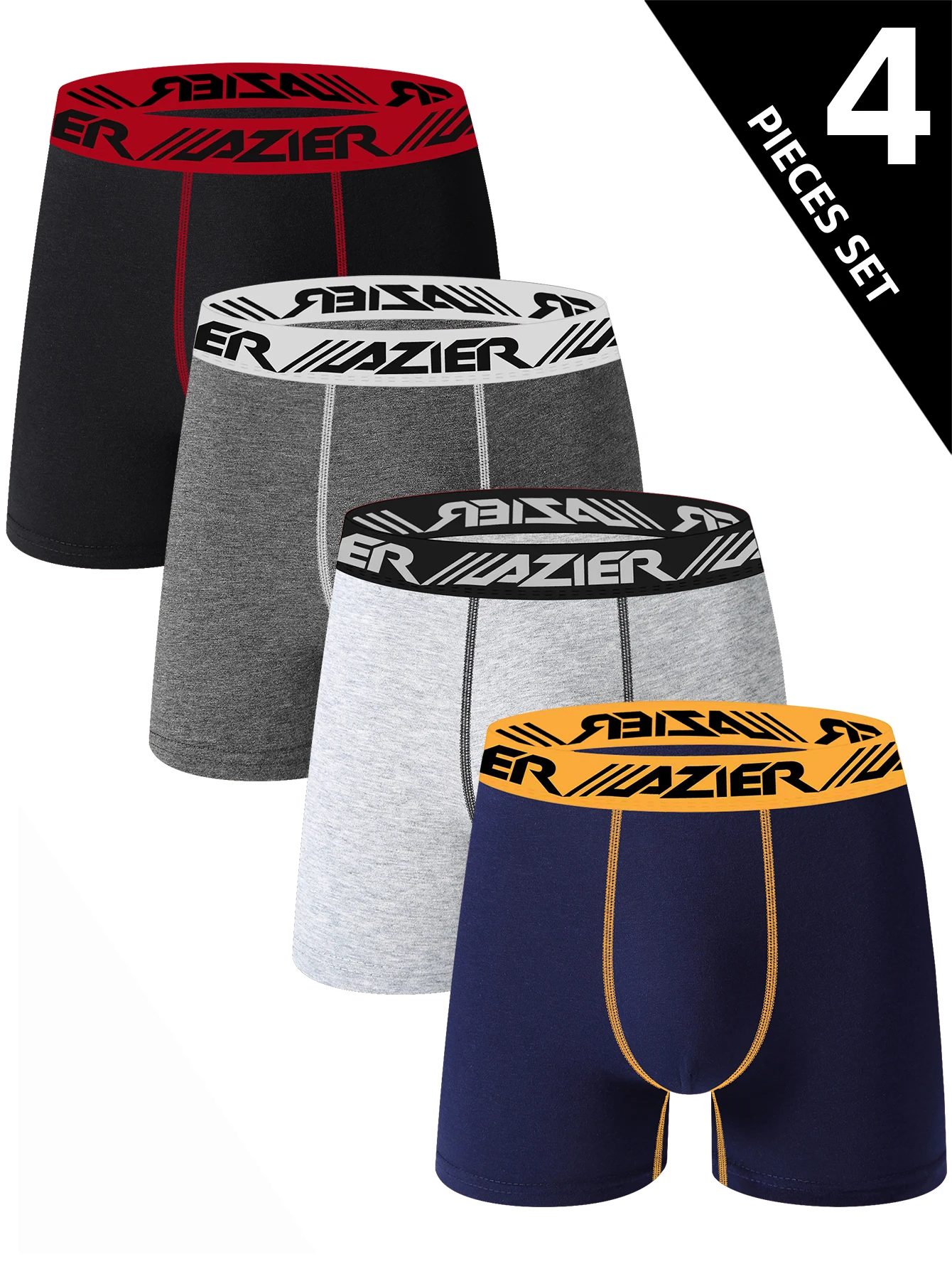 4 Piece Men's Underwear Soft Comfortable Men's Long Boxer Briefs Stylish Simple Contrasting High-end Men's Leggings