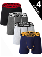 4 Piece Men's Underwear Soft Comfortable Men's Long Boxer Briefs Stylish Simple Contrasting High-end Men's Leggings