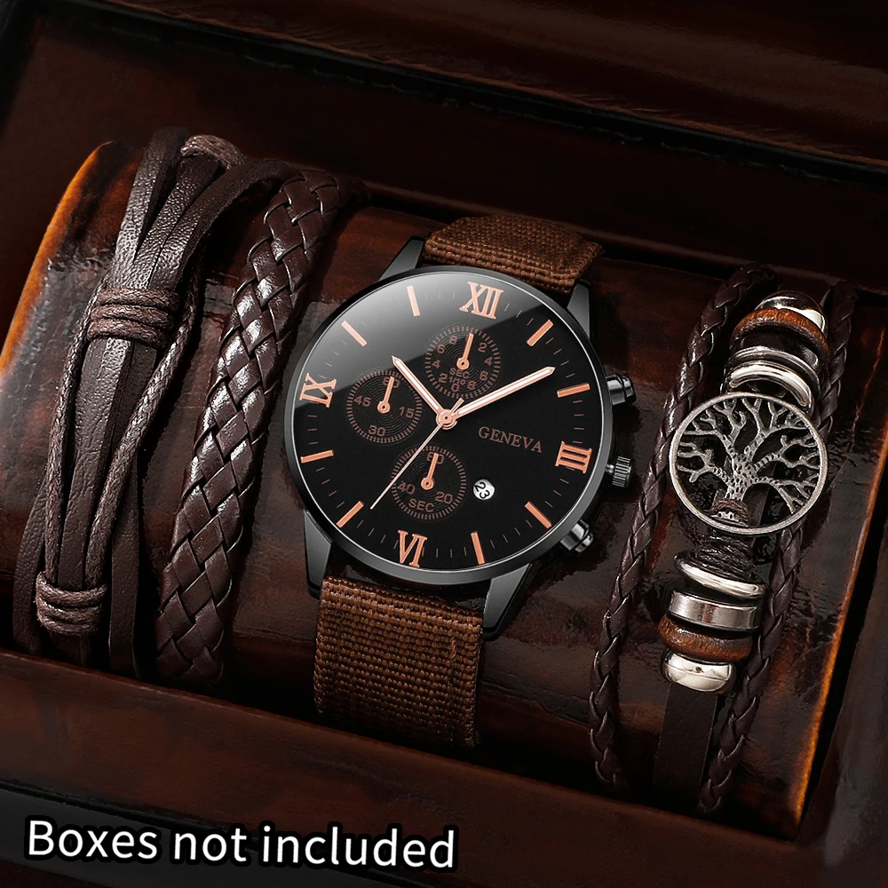 4Pc Men's Quartz Watch, Gifts For Parties, Valentine's Day, New Year's Day, Halloween, And For Friends And Family