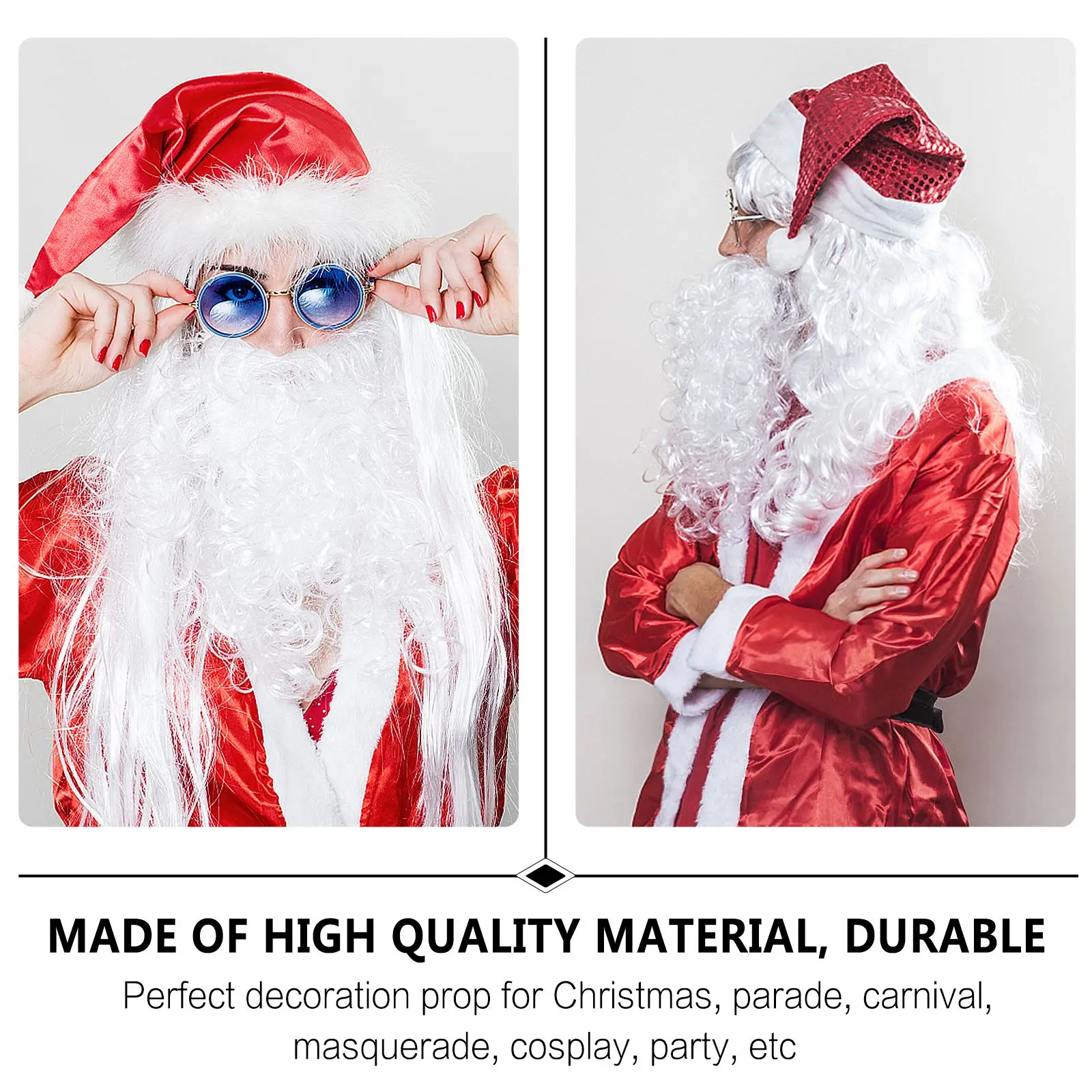 Babbo Natale Babbo Natale Barba finta Cosplay Prop Babbo Natale Barba lunga Vestire Festa in maschera Decorazioni natalizie di Natale