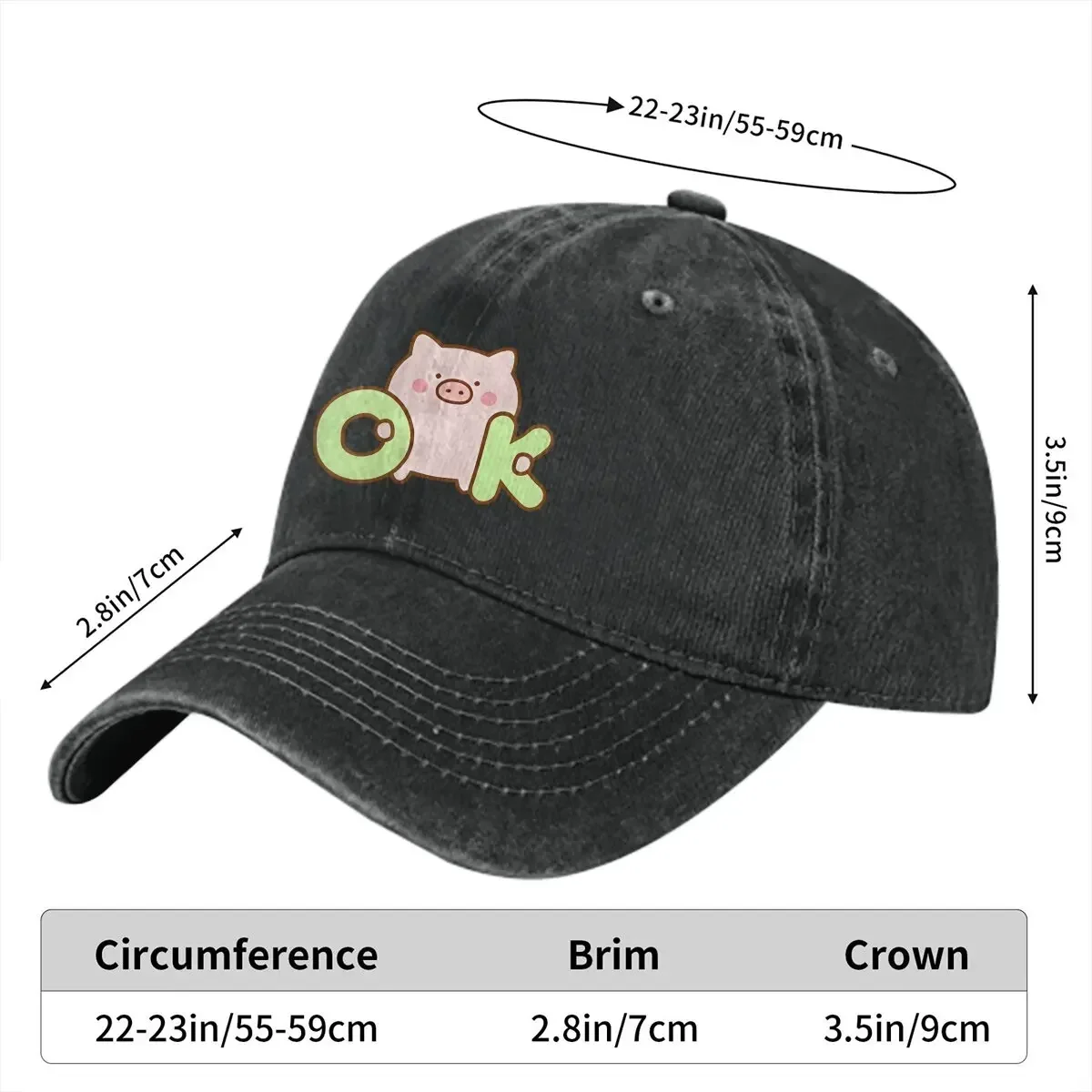 OK Funny Baseball Caps Peaked Cap Pig Emot All Seasons Travel Sun Shade Hats for Men Women