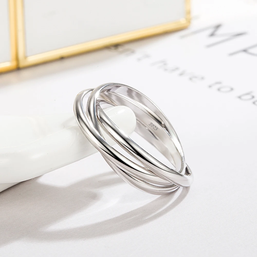 Women's 925 Sterling Silver Triple Layer Minimalist Ring Luxury Jewelry Valuable Anniversary Birthday Valentine's Day Gift