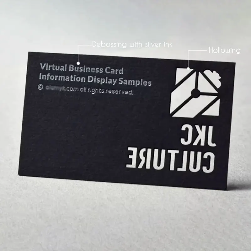 カスタム名刺ブラックカード中空ホログラフィック箔デザインと印刷ブラックカードストック箔シルバー箔カル