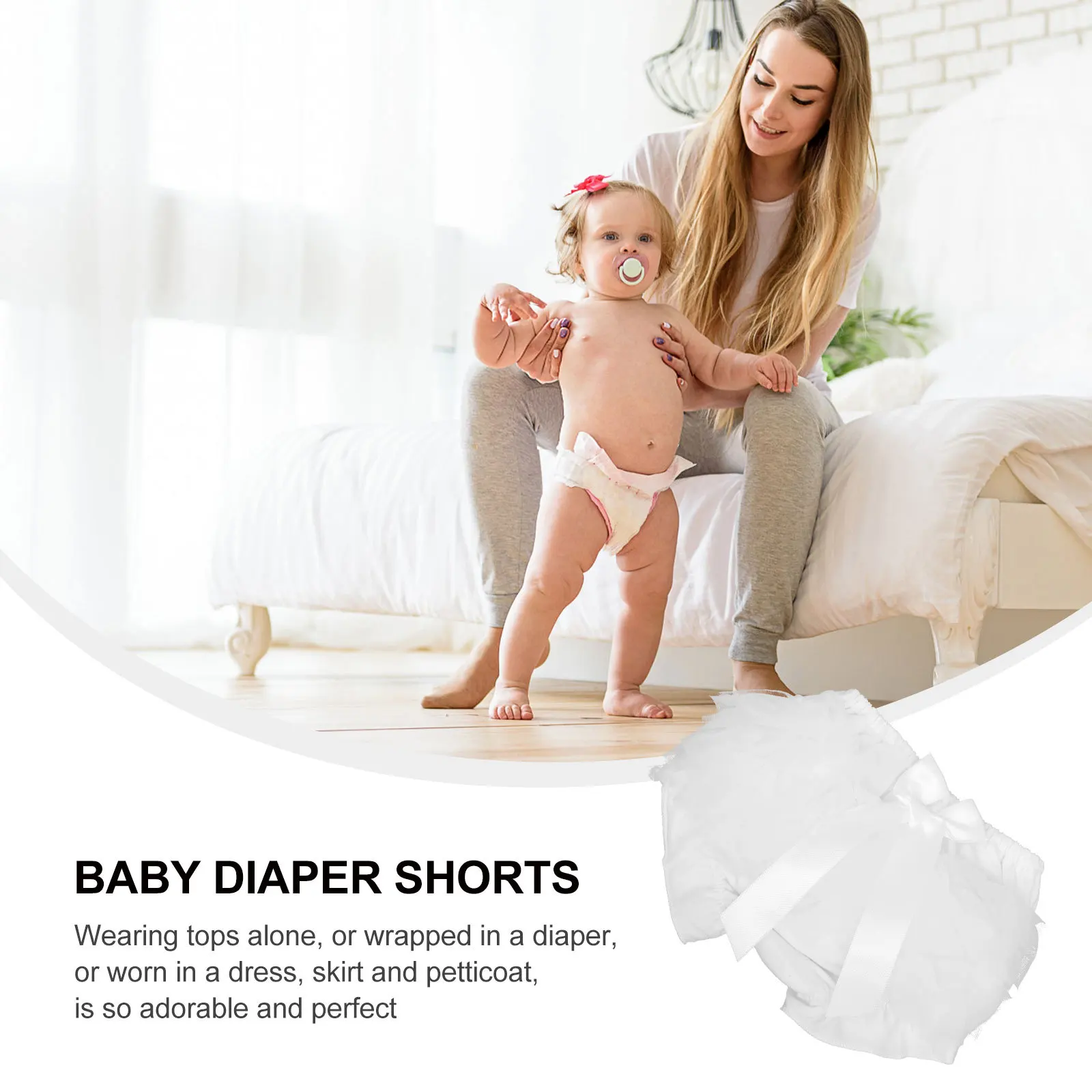 

Baby Girl Mesh Cotton Panties Elastic Waist Diaper Cover Breathable Lace Trim Shorts For Toddler Summer Outfits