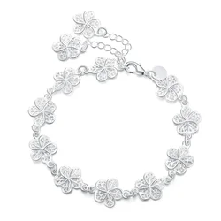 new arrive Beautiful bracelet noble flower chain fashion Wedding Party Silver Plated cute lady nice women jewelry LH013