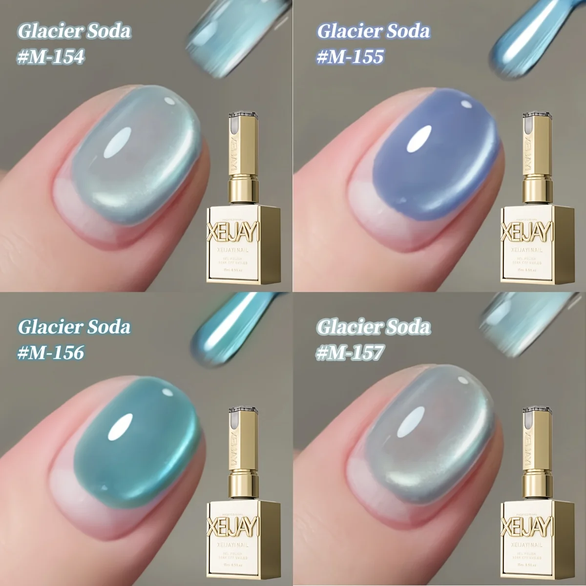 

XEIJAYI 4pcs 15ML Blue cat eye Nail Gel polish Semi Permanent Nail Art Soaking UV LED Nail Salon DIY Nail Salon Gel For