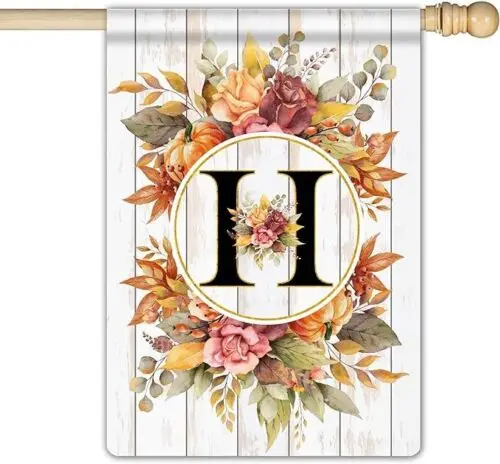 Art Letter Flower 12x18in Garden Lawn Flag Banner Double Sided Outside Decor#01