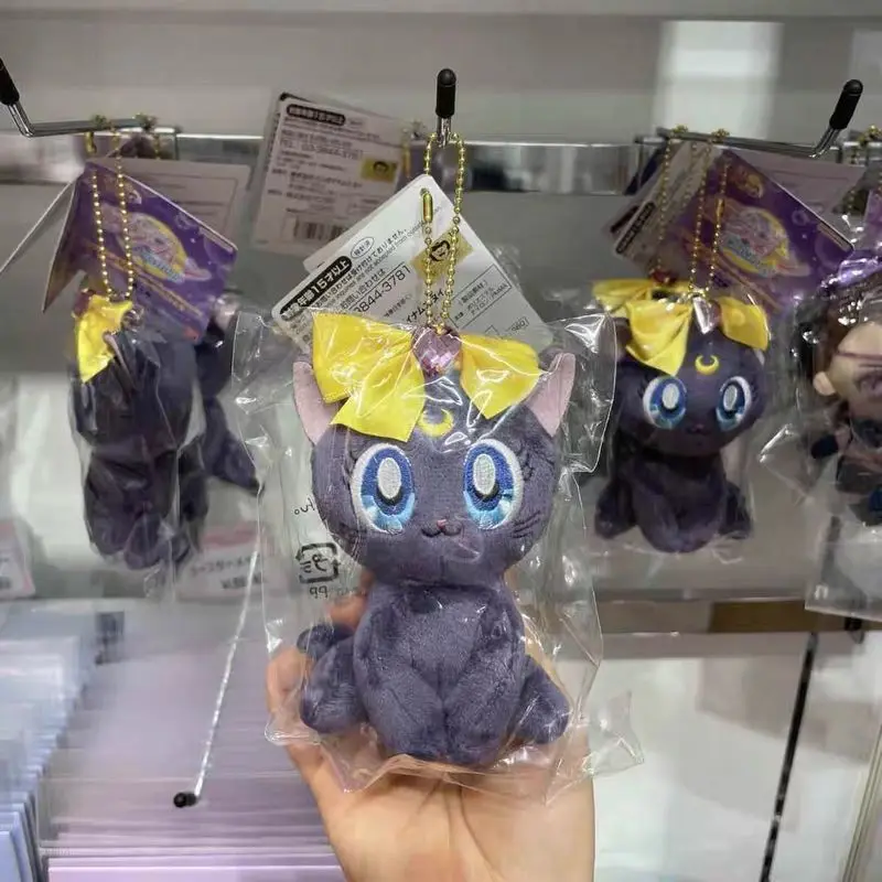 Original Bandai Sailor Moon Luna Cat Plush Pendent Cosmos Japan Anime Collectible Action Figures Toys Keychain For Collectors view 6
