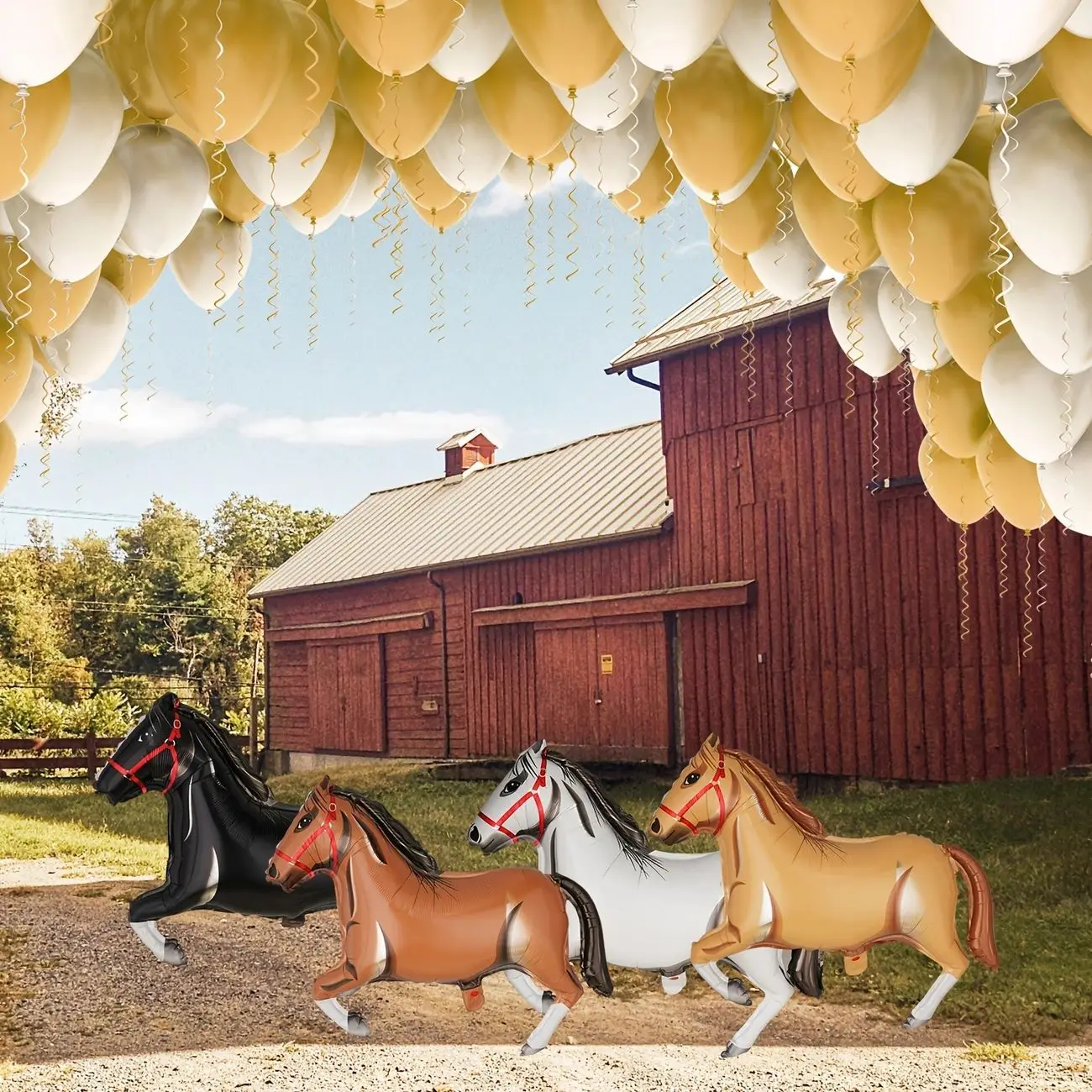 4/5/8 stücke Tier Pferd-Form Folie Ballon Geburtstag Bauernhof Thema Party Dekoration Baby Dusche Western Cowboy Party luft Globos Versorgung – Detail 12