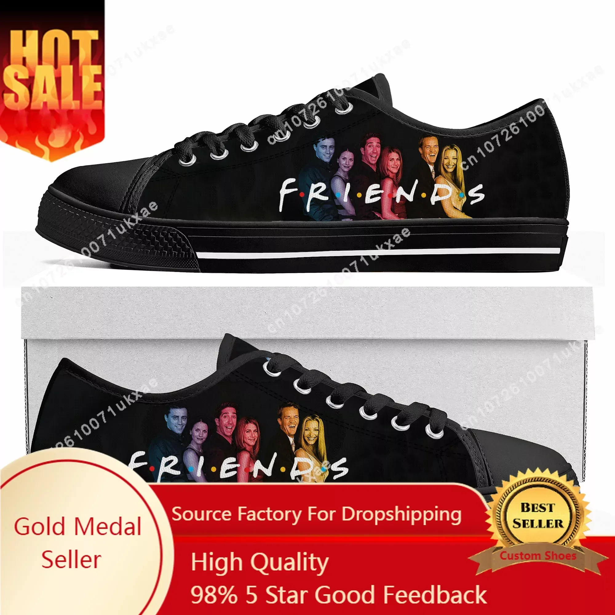 Friends TV Show Central Perk Coffee Low Top Sneakers Mens Womens Teenager Canvas Sneaker Casual Custom Made Shoes Customize Shoe