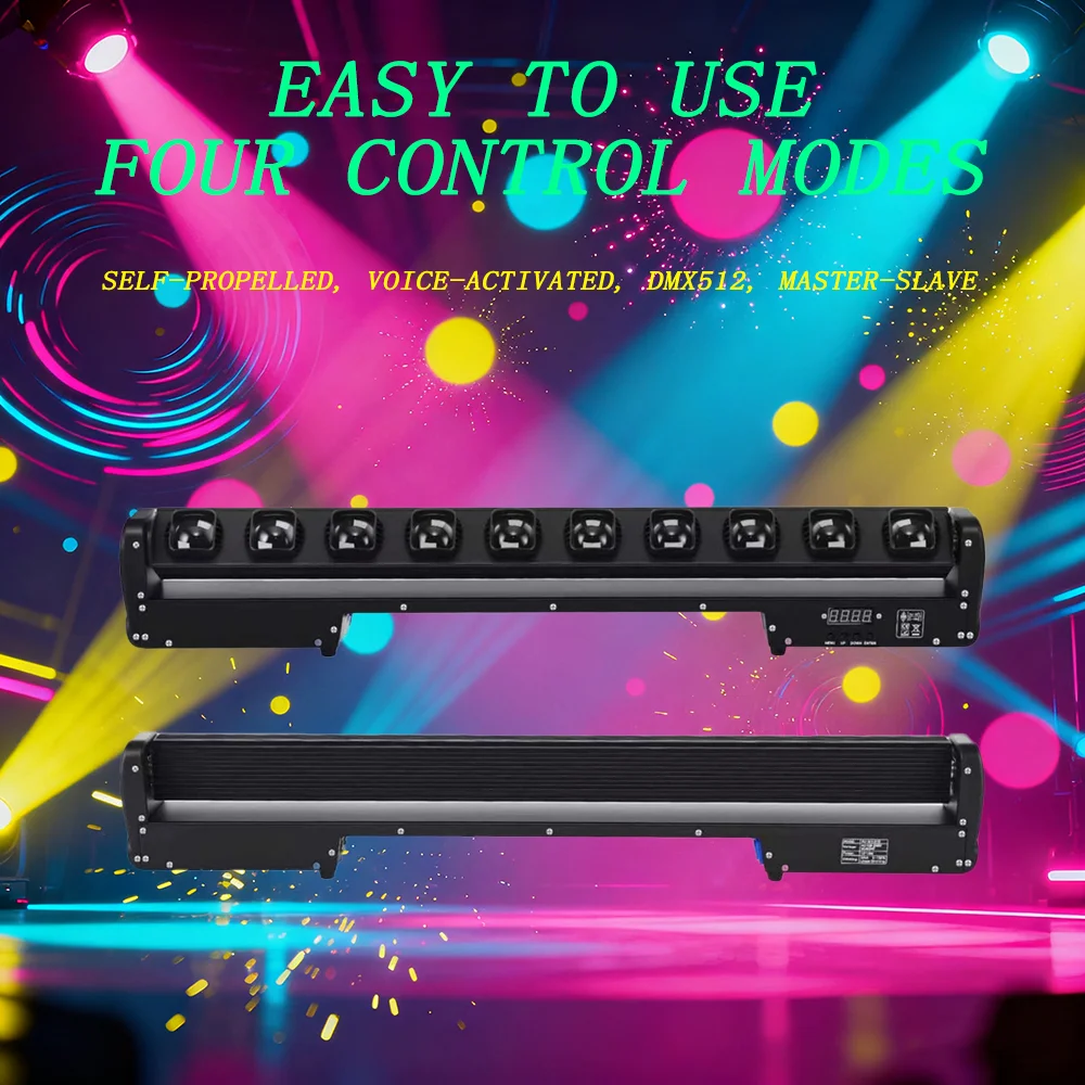 285W RGBW Party Light Black 10X25W LED Beam Moving Head Stage Lights For KTV Club Bar Wedding DJ Dining Halloween Decoration