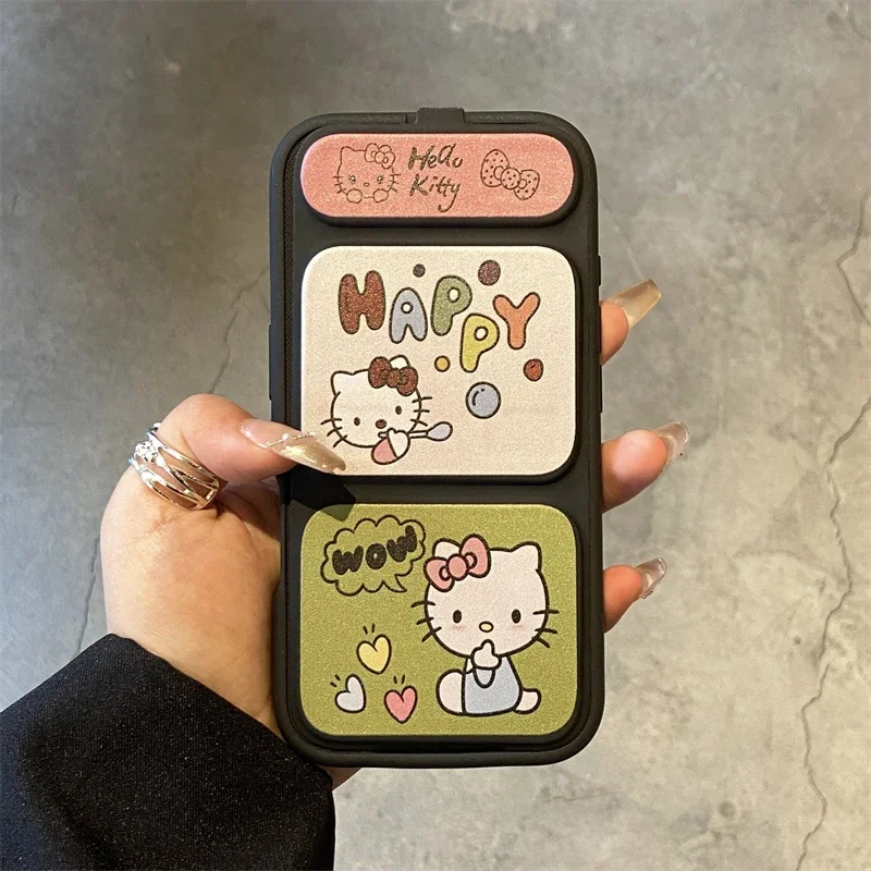 Custodia pieghevole creativa Kawaii Hello Kitty per IPhone 16 15 14 13 12 11 Pro Max Sanrio Anime Custodia protettiva alla moda carina