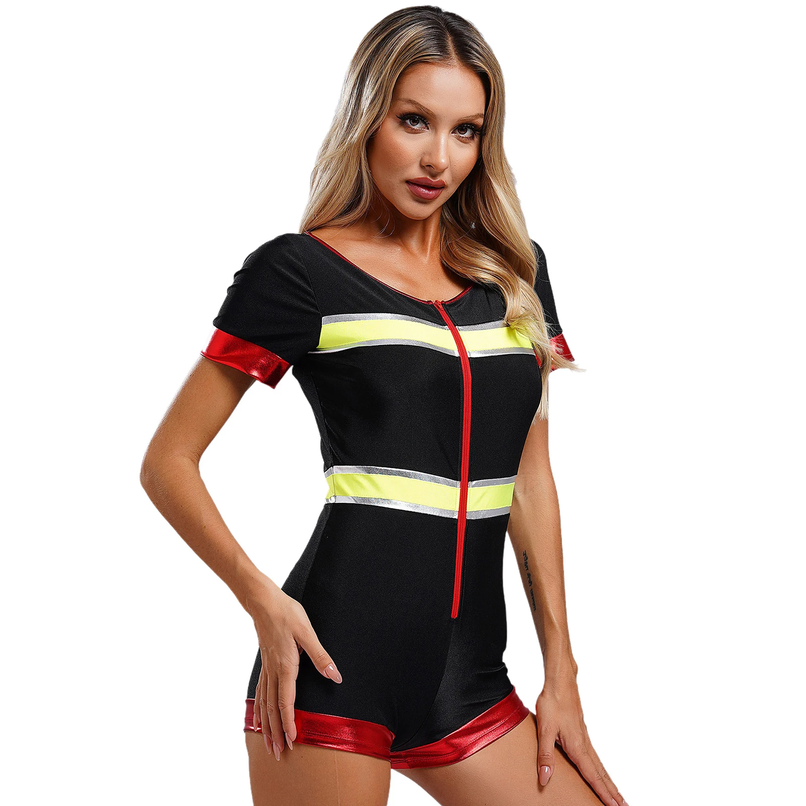 Womens Safety Supervisor Safety Guard Cosplay Cosplay Outfits Halloween Costume Firefighter Fire Chief Roleplay Clothings