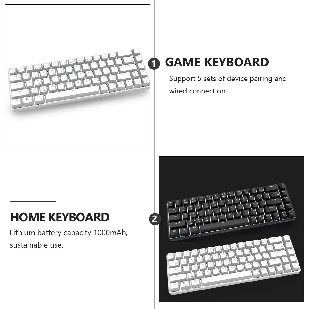 

Mechanical Keyboard Rk855 68 Key Wired Usb Type 1000Mah 5 Device Pairing Office Game Home
