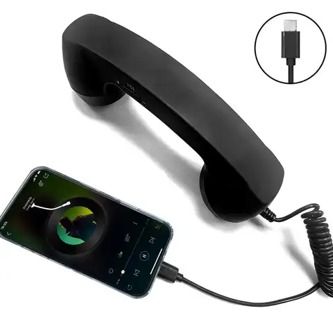 3.5mm/Type-C Retro Phone Handset, Radiation Proof Telephone Handset Cell Phone Receiver with Mic, for Cell Phones,  Smartphone
