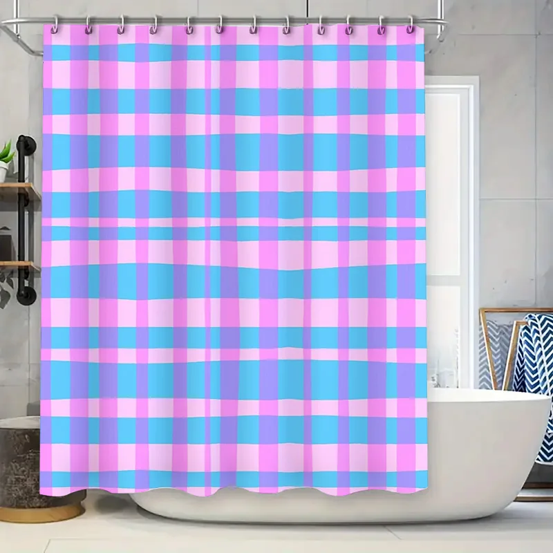 

Floral Shower Curtain Pink Blue Botanical Pattern Waterproof Fabric Bathroom Decor Vintage Farmhouse Style Backdrop