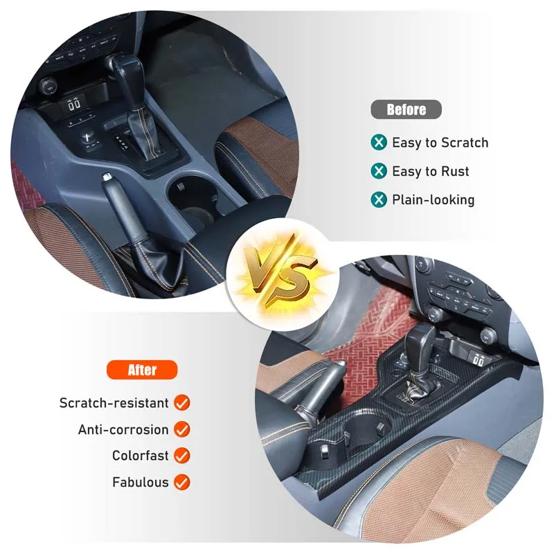 For Ford RANGER T6 T7 T8 2015-2021 ABS Carbon Fiber Color Car Interior Gear Shift Panel Door Handles Outer Frame Cover Trim view 3