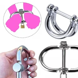 Male Female BDSM Bondage Semicircular Metal Steel Wrist Handcuffs Slave Lockable Adult Game Restraints Roleplay Sex Toys 18+