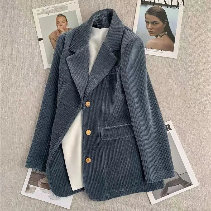 blazer femme  suit corduroy jacket women's small Korean version loose casual suit tide  traf  blazer feminino frete grátis