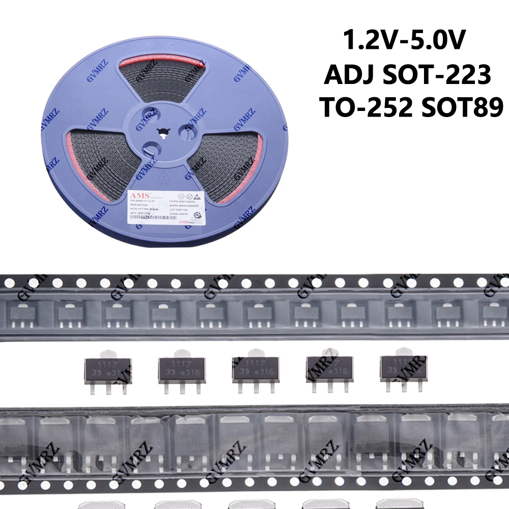 10/20/50/100/1000/2500PCS 2.5V 3.3V 5.0V AMS1117 SMD Kit 1.2