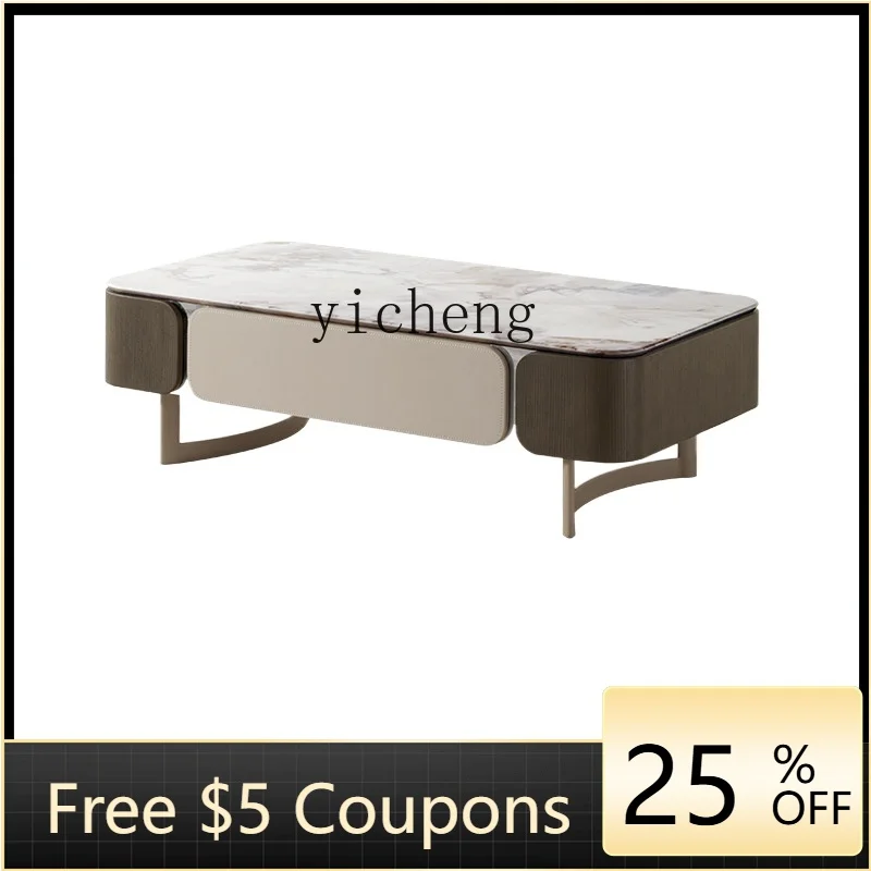 

ZZTqh Modern Simple All-Matching Coffee Table TV Cabinet Design Artistic Sense Mild Luxury Marble Combination