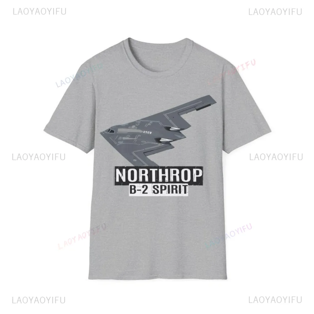 تي شيرت قطني من Northrop B2 Spirit Bomber طائرة عسكرية صورة فعلية للطائرات هدية طيران تاريخية عشاق عسكريين