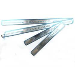 4PCS/Lot Stainless Steel For 2016-2022 Chevrolet Chevy Silverado Ultra-thin Auto Car Door Sill Scuff Plate Pedal Cover