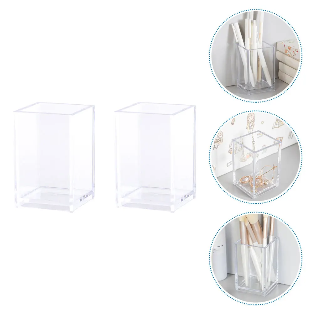 

2 Pcs Pen Storage Box for Countertop Pencil Pot Pretty Holds Buckets Pots Makeup Brush Office
