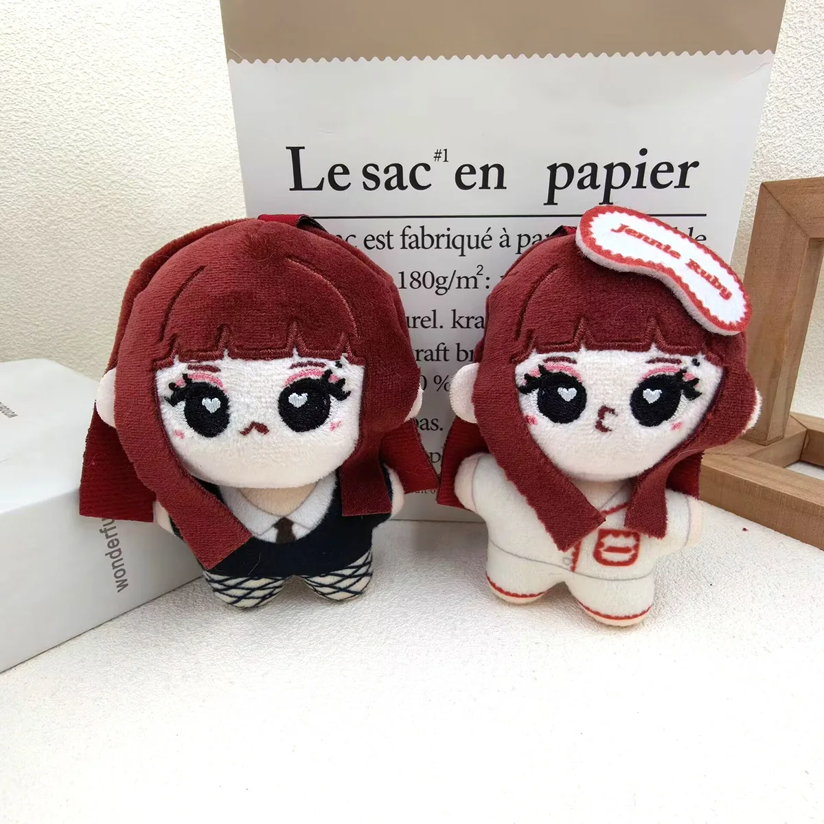 Ruby Red Hair Jenny Cartoon Plush Keychain Cute Girl Stuffed Doll Pendant Backpack Bag Charm Gift - view 3