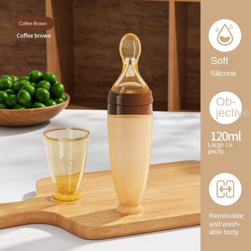 Veilige Nuttige Siliconen Babyfles Met Lepel Voedingssupplement Rijstgraanflessen Knijpen Lepel Melk Voedingsfles Beker