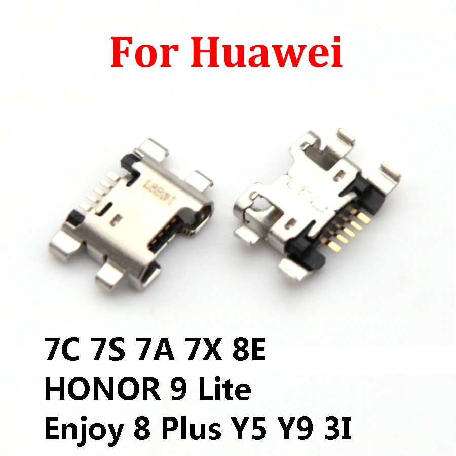 50pcs Micro USB Jack Charging Socket Port Plug Dock Connector 5pin For HUAWEI 7C 7S 7A 7X 8E HONOR 9 lite Enjoy 8 Plus Y5 Y9 3I