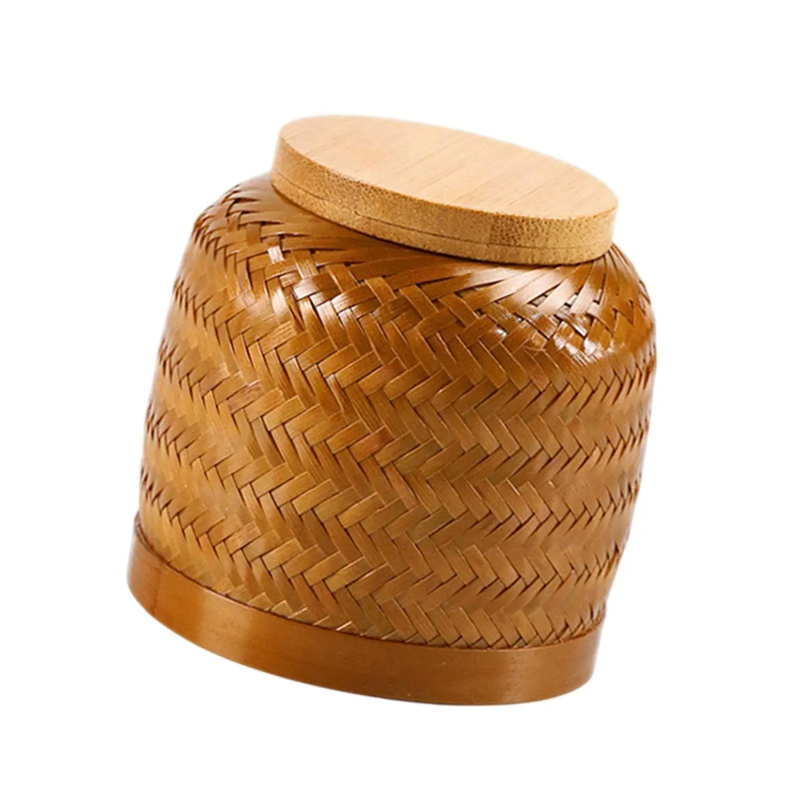 Woven Tea Container Traditional Portable Rattan Tea Jar for Coffee Sugar