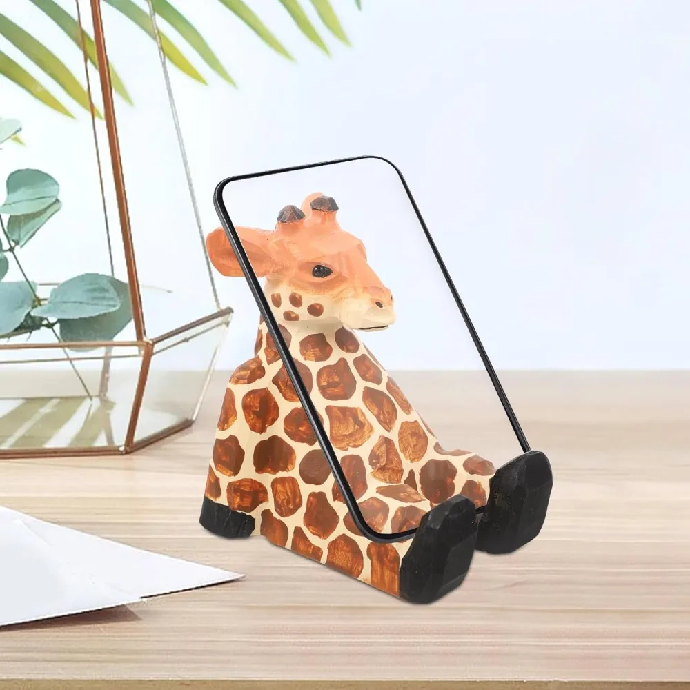 Mobile Phone Holder Telephone Stand Wooden Giraffe Cellphone Support Smartphone Holder Cute Animal for Desk Office Aceesorires