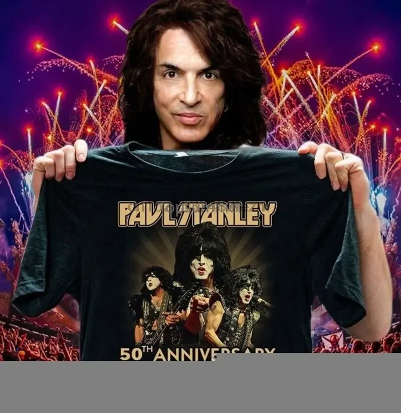 Paul Stanley And Signatur 50Th Anniversary Kiss Shirt Size S-5Xl