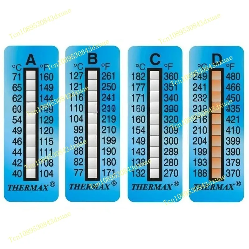 British Thermax temperature measuring paper laboratory testing paper temperature sticker with eight grids and ten grids,10pcs