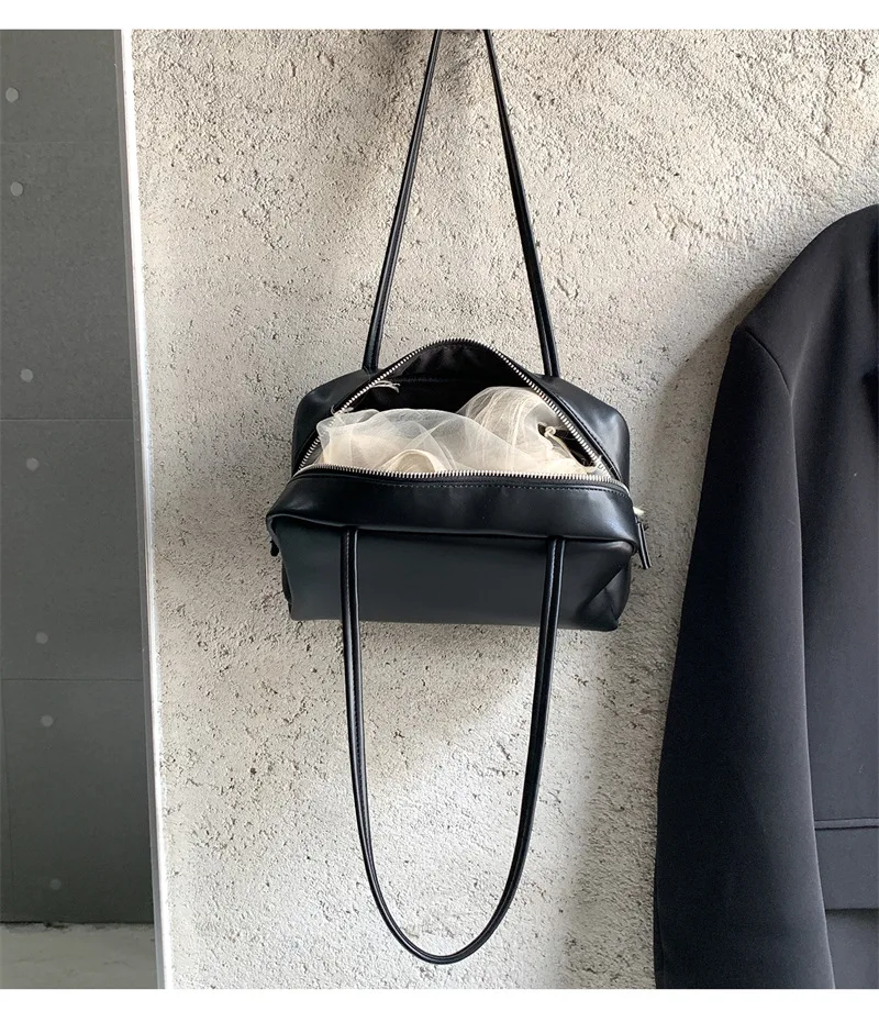 Wildleder Boston Tasche Baguette Tasche Handtasche Schultertasche Damen Vintage Kissen Unterarmtasche für den Alltag – Detail 13