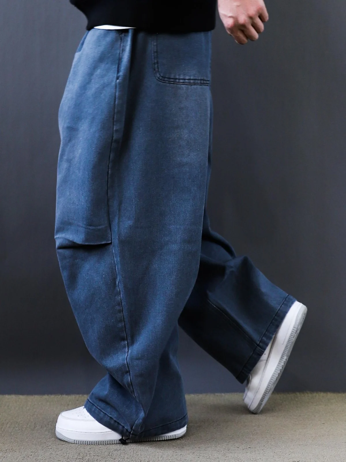 

Blue Jeans Men's Spring Autumn American High Street Loose Straight Casual Long Trousers 2025 New Cone aped Jeans
