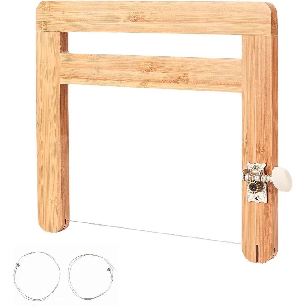 Проволочный бамбуковый резак для мыла, регулируемый антипригарный резак для мыла, режущий инструмент, резак для буханки, проволока с 2 шт. проволокой для мыльной свечи