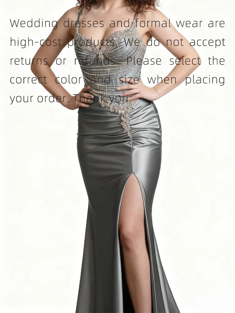 ชุดราตรีทรงเมอร์เมดแบบสายเดี่ยวประดับลูกปัด ดีไซน์เซ็กซี่หวานซึ้ง เหมาะสำหรับงานเลี้ยงวันเกิด งานพรอม สามารถสั่งตัดได้