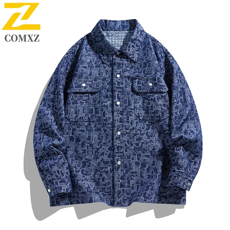 

COMXZ удобная мужская куртка с отложным воротником, уютное пальто для езды на велосипеде на открытом воздухе, дизайн с принтом, треккинговые ветрозащитные осенние новые пальто